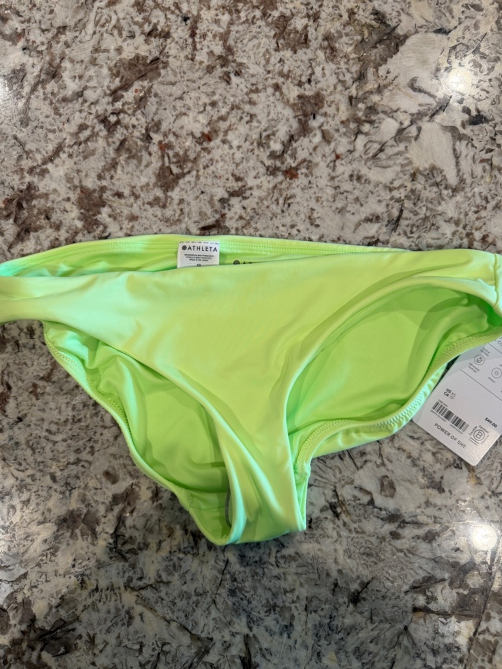 Athleta Neon Lime Green Clean Medium Bikini Bottom SIZE XS